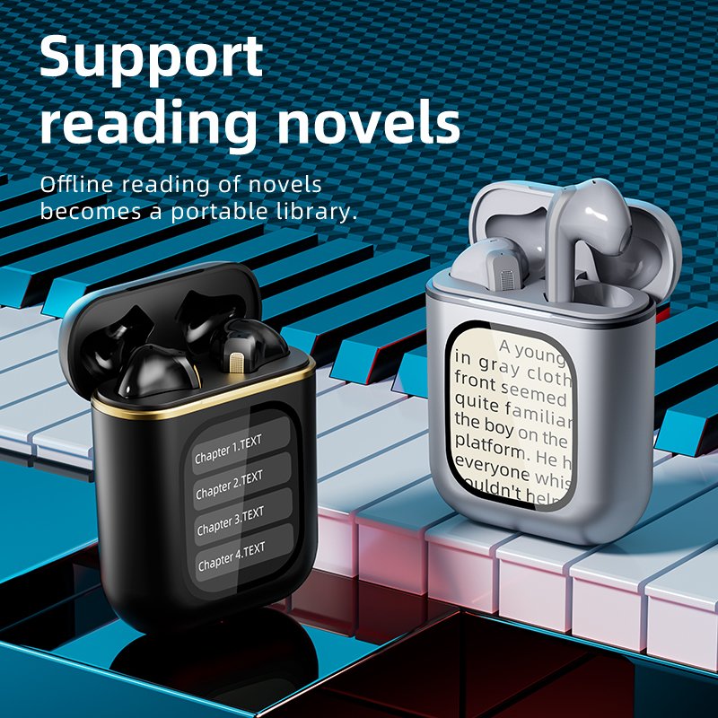 Smart Screen JB L Active Noise Canceling TWS earphone e-book reader Smartwatch Touch Screen K2 Wireless Earbuds Headset