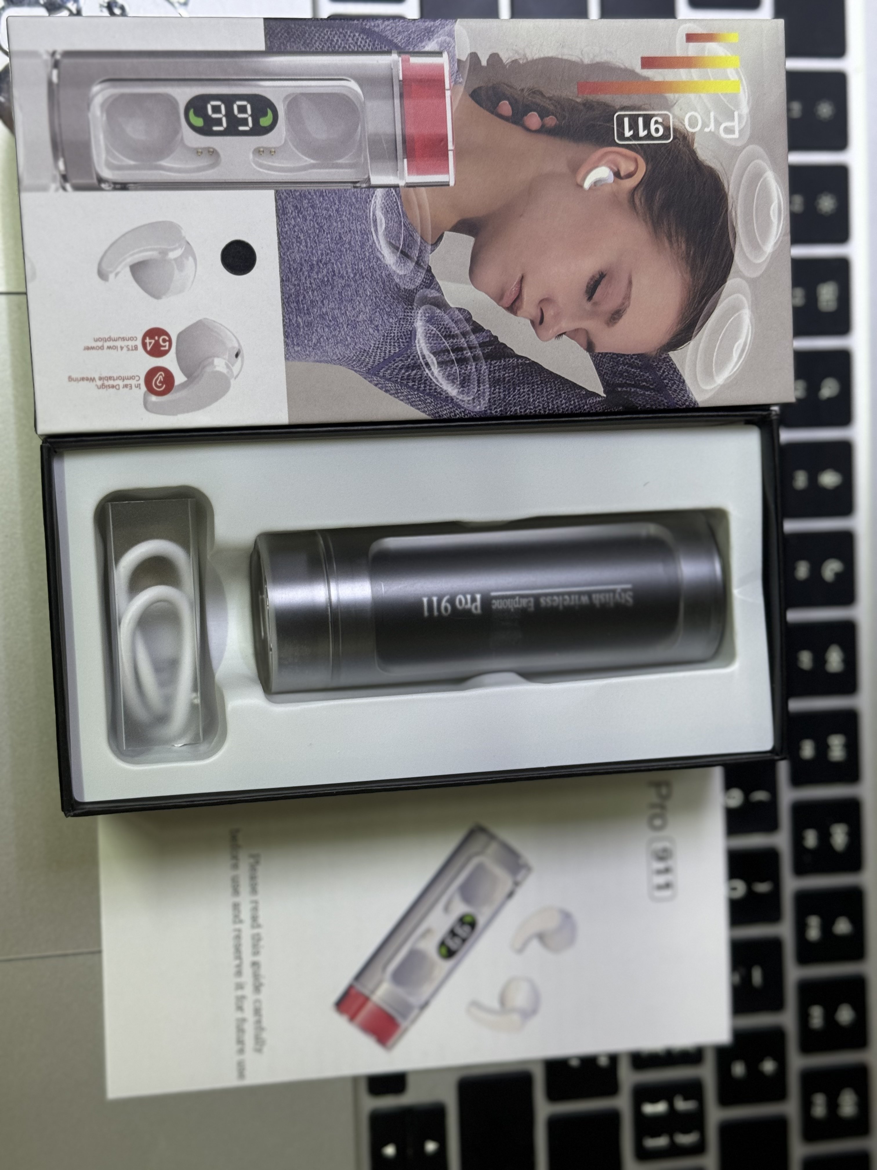 Gift PRO 911 TWS Transparent Charging Case True Wireless Earphones Type-C Fast Charging Earbuds with ENC and HIFI Sound Quality