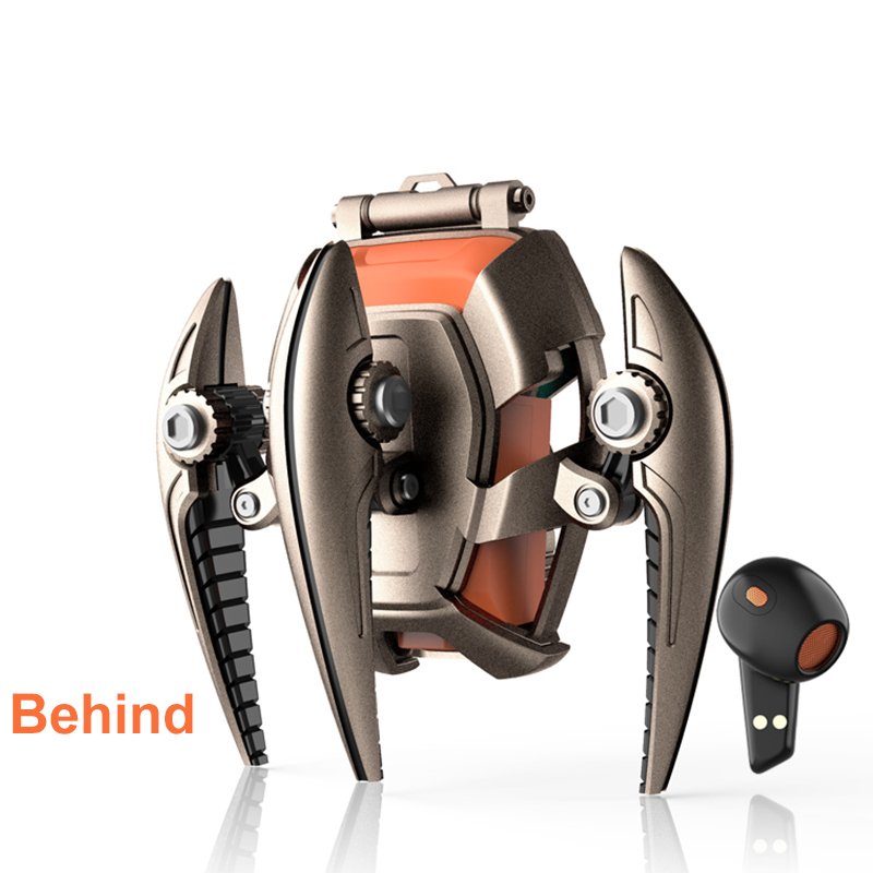 CD-3 Mecha Wireless TWS Gaming Earbud with Magnetic Charging Case Bracket, Dual Mic ENC Noise Reduction and Cool Display Light