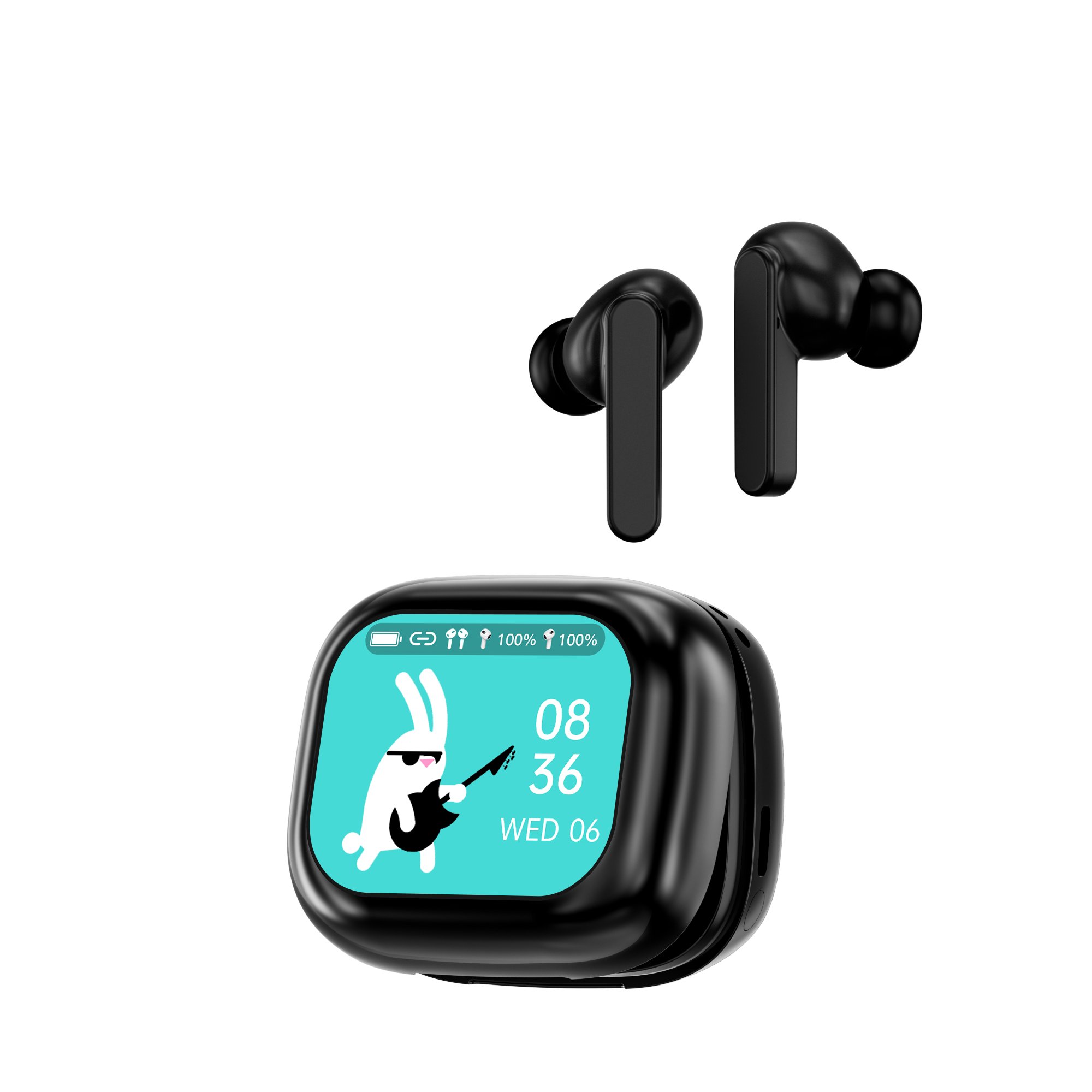 2024 Newest Headset Touch Screen Displays Noise Cancelling ANC+ENC Wireless Charging To Receive Information with APP WT-7