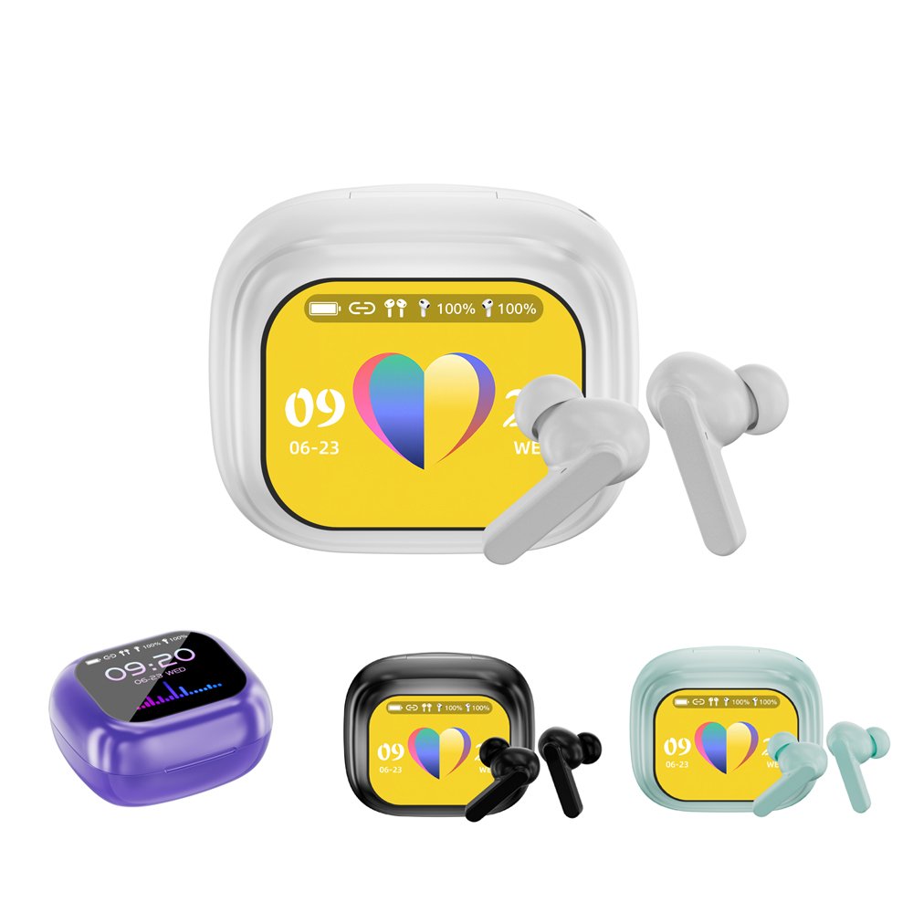 2024 Newest Headset Touch Screen Displays Noise Cancelling ANC+ENC Wireless Charging To Receive Information with APP WT-7