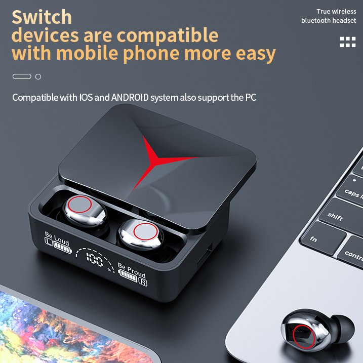 M10 In Ear Type C ENC Noise Cancelling Audifonos M90 Pro M90pro Tws Wireless Earbuds Earphone True Stereo Led Power Bank Display