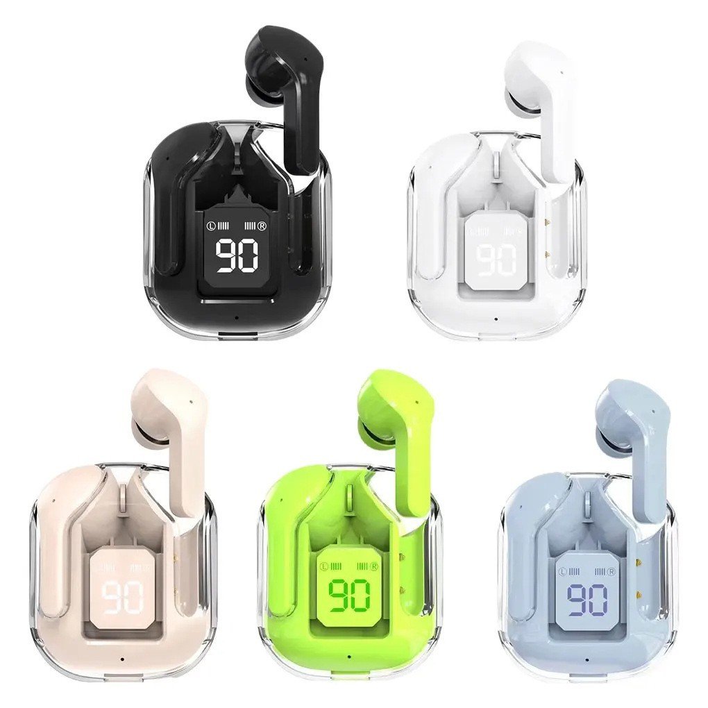 Wholesale Air31 T8 In-Ear Wireless Earbuds Transparent Crystal TWS Waterproof Noise Cancelling Gaming BT3.0