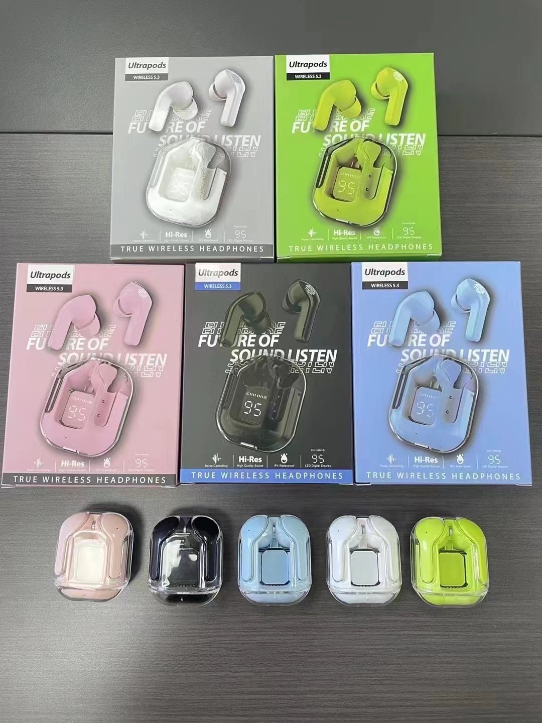 Wholesale Air31 T8 In-Ear Wireless Earbuds Transparent Crystal TWS Waterproof Noise Cancelling Gaming BT3.0