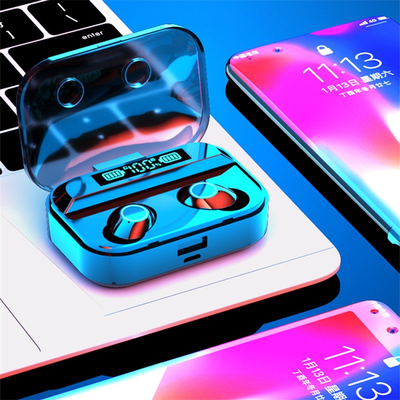 Yuniq Hot Sale V5.0 Led Battery Display Low Latency Hifi High Quality Noise Cancelling Sports Earphone With Powerbank Tws Tg02