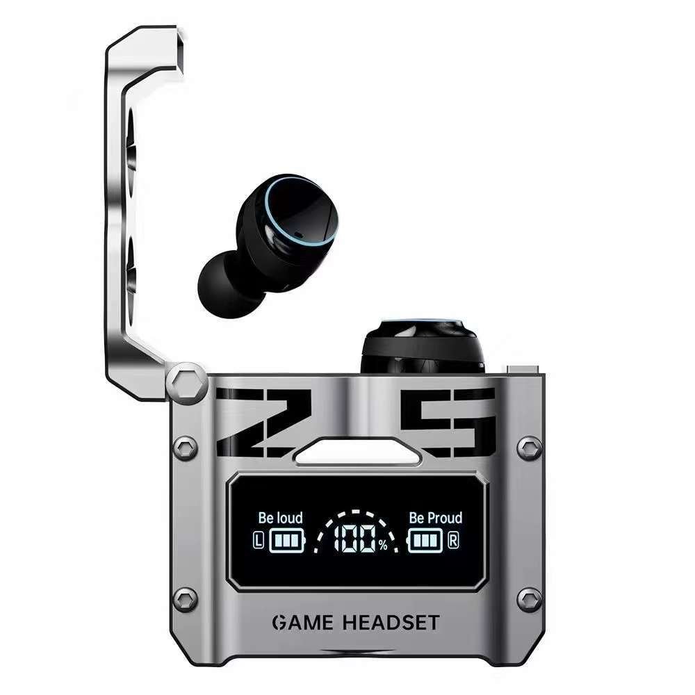 M25 TWS Gaming Headset Wireless touch metal Mecha style low power gaming digital display headset