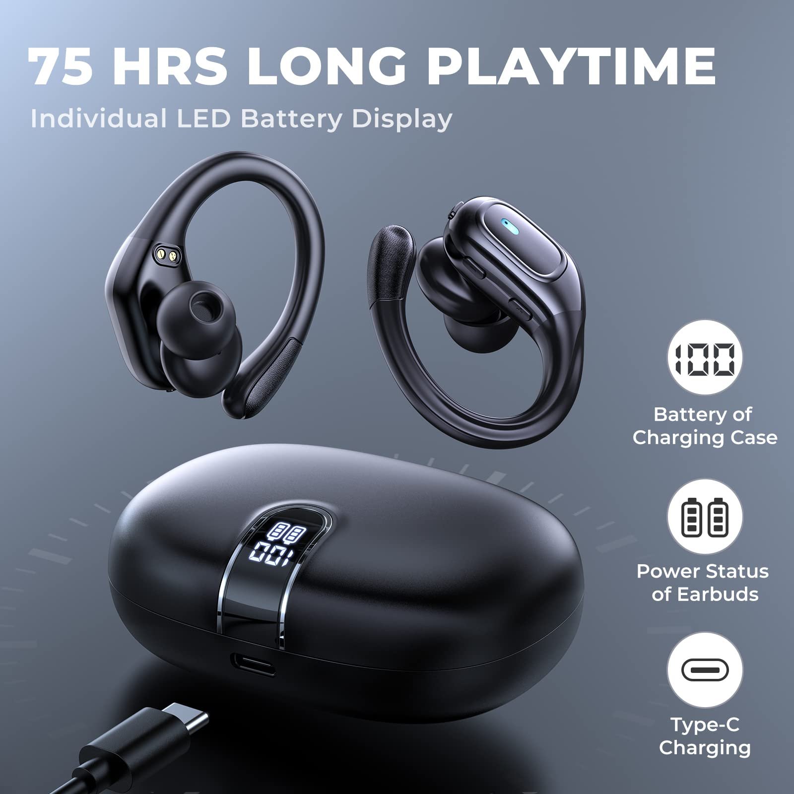 Best Quality Sports Waterproof Type C Wireless Music Hifi Noise Cancelling Tws Earphones Headphones Earphone For Iphone Android