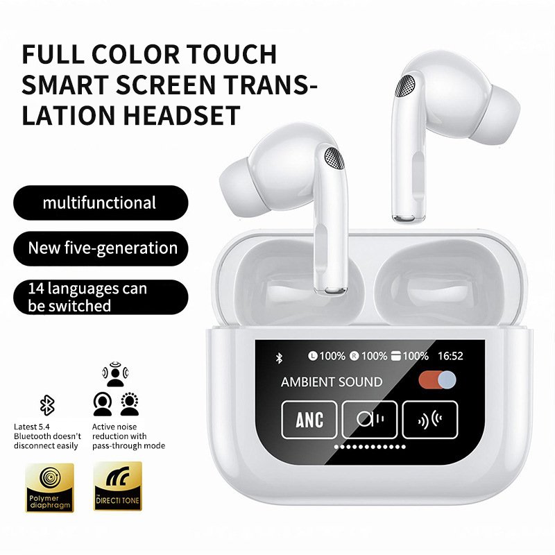 2024 Latest Model Intelligent LCD Touch Display Screen High Quality YW07 TWS ANC Earbuds Earphones Headsets