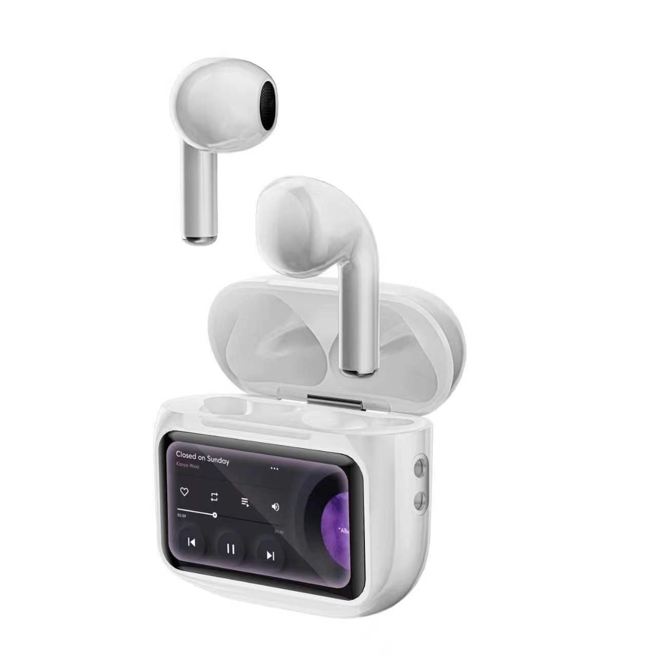 2024 New W12 Bluetooth TWS Earbuds Waterproof Wireless In-Ear Earphone with LCD Touch Screen Display and Color Screens