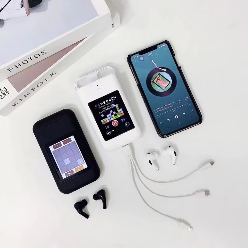 Latest TF20 Pro BT Headphone with 2.08inch LCD Touch Screen 5000mah Power Bank TWS Earphone ANC Noise Reduction Wireless Earbuds
