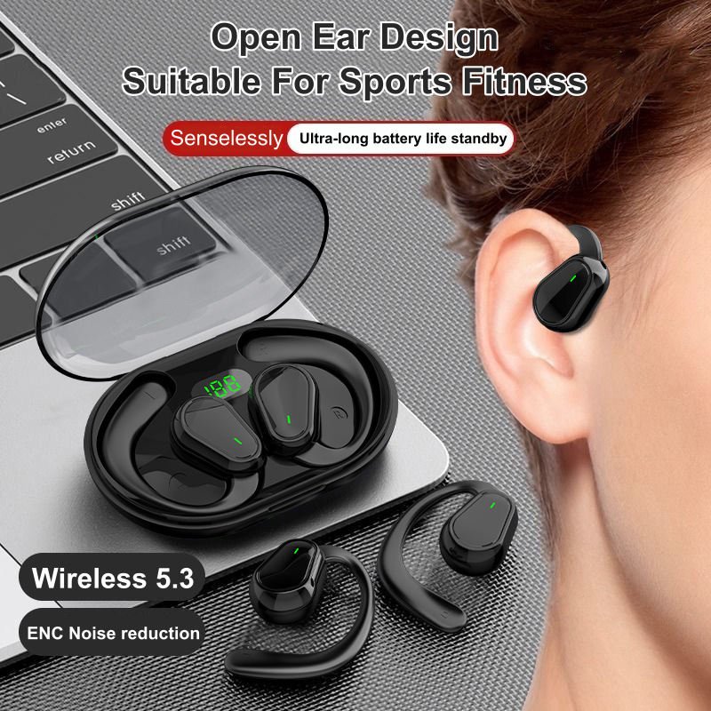 2024 Gaming Noise Cancelling D88 Wireless Tws Waterproof Sport Ear Hook Earbuds Smart Touch On-ear Earphones