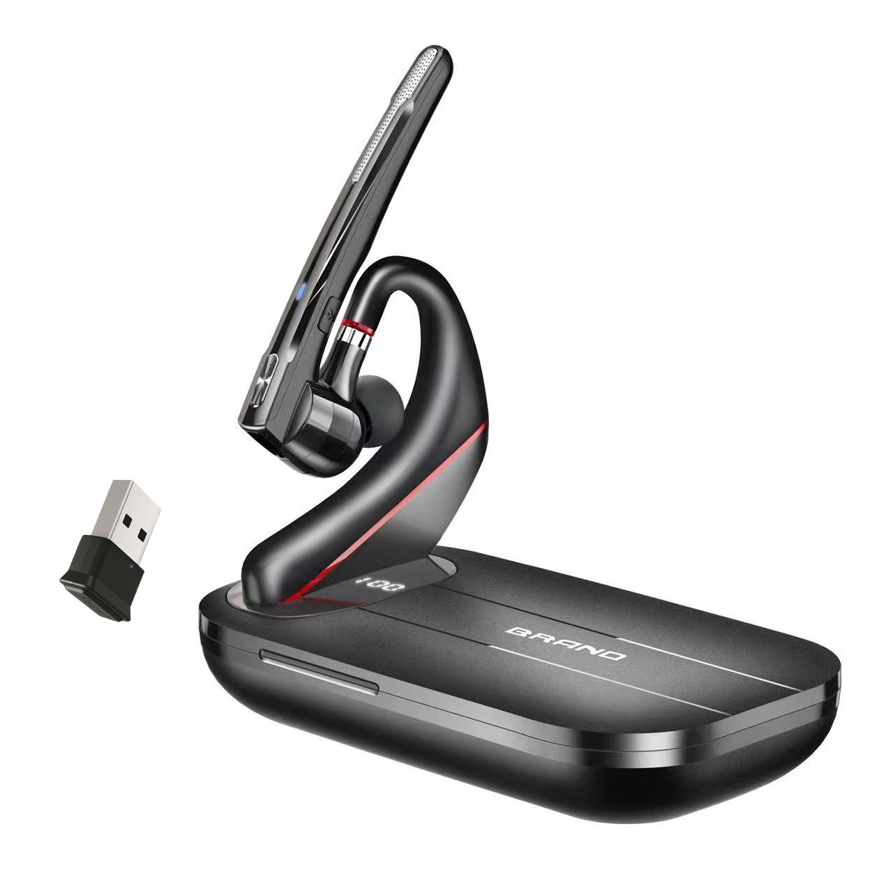 ENC Noise Cancellation Wireless Headset CVC8.0 QCC Mono Bluetooth Headset Long Woking Time Earphones Best Trucker Headset