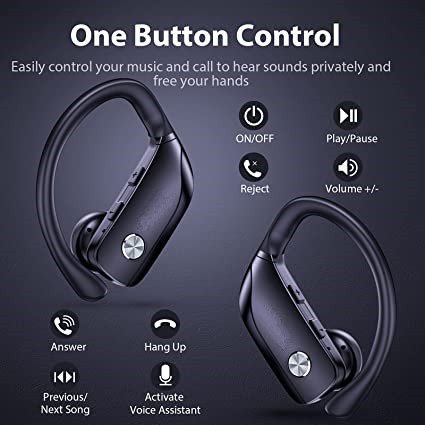 Wireless Earbuds Bluetooth Headphones 48hrs Play Back Sport Earphones with LED Display Over-Ear Buds with Earhooks