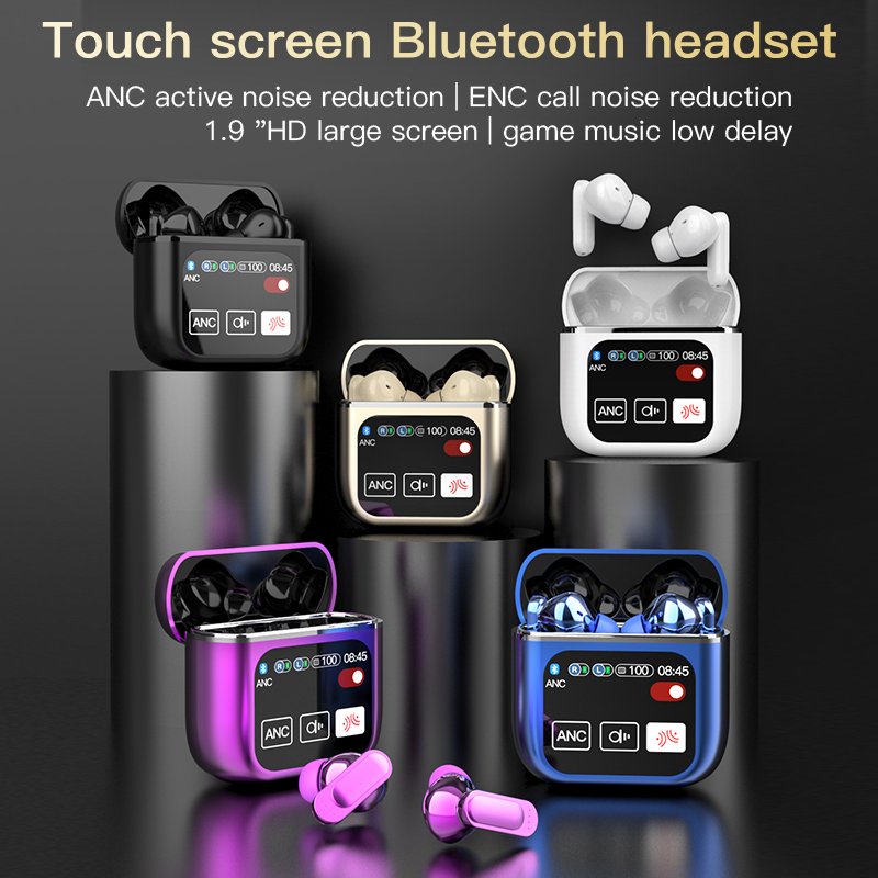 Touch Screen Active Noise Cancelling Wireless Earbuds Screen Gaming Earbuds Touchscreen Ear Buds Head Phones Wireless Earphones
