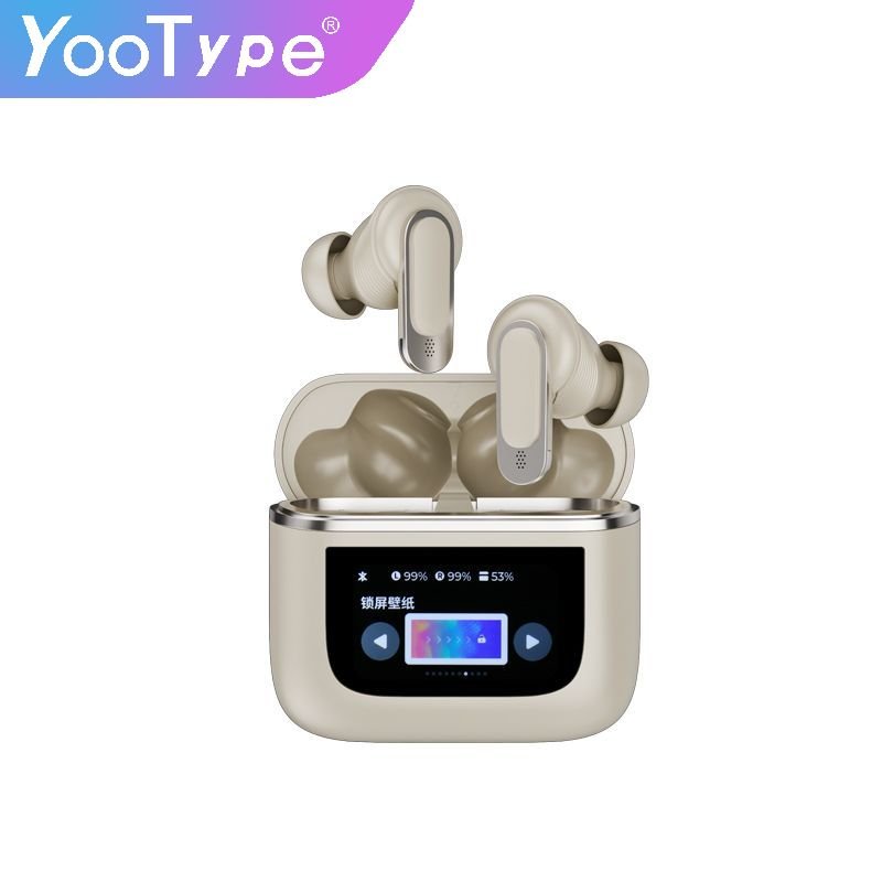 YooType 2024 Latest Trend TWS Earphone with Touchscreen ANC Noise Cancelling ENC Clear Call Earbuds Deep Bass Waterproof Headset
