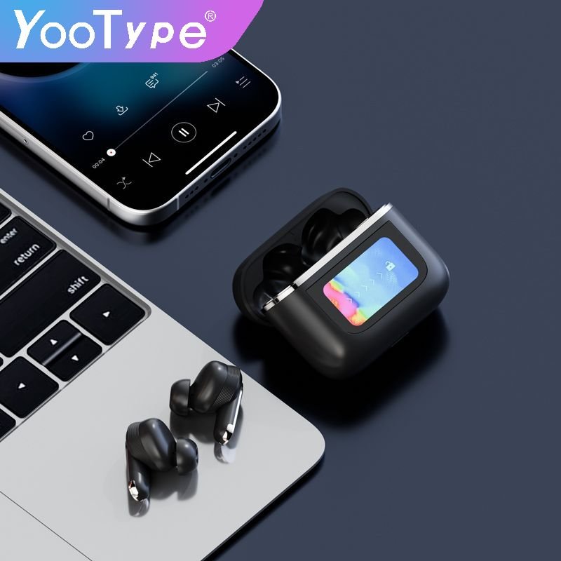 YooType 2024 Latest Trend TWS Earphone with Touchscreen ANC Noise Cancelling ENC Clear Call Earbuds Deep Bass Waterproof Headset