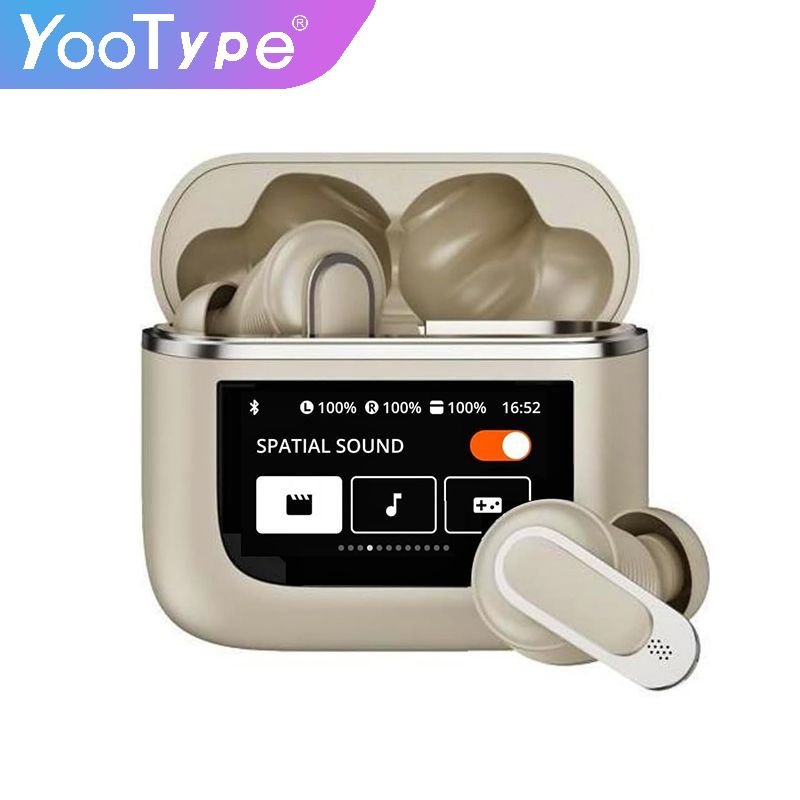 YooType 2024 Latest Trend TWS Earphone with Touchscreen ANC Noise Cancelling ENC Clear Call Earbuds Deep Bass Waterproof Headset