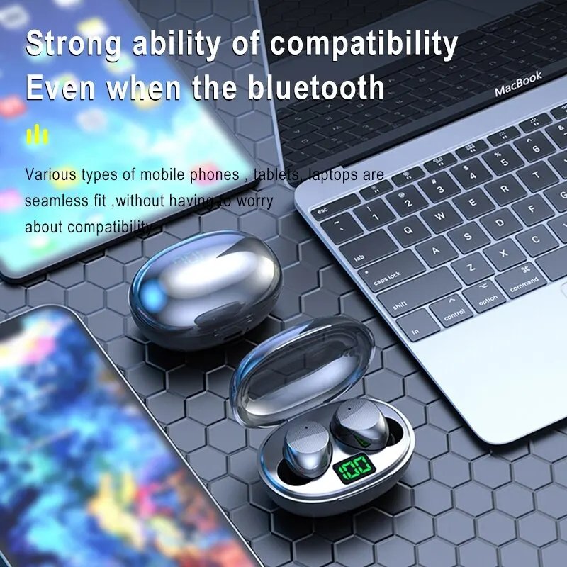 K20 In-Ear BT Headset with Digital Display Sports Model with TWS Technology Noise Cancelling Earphones & Headphones