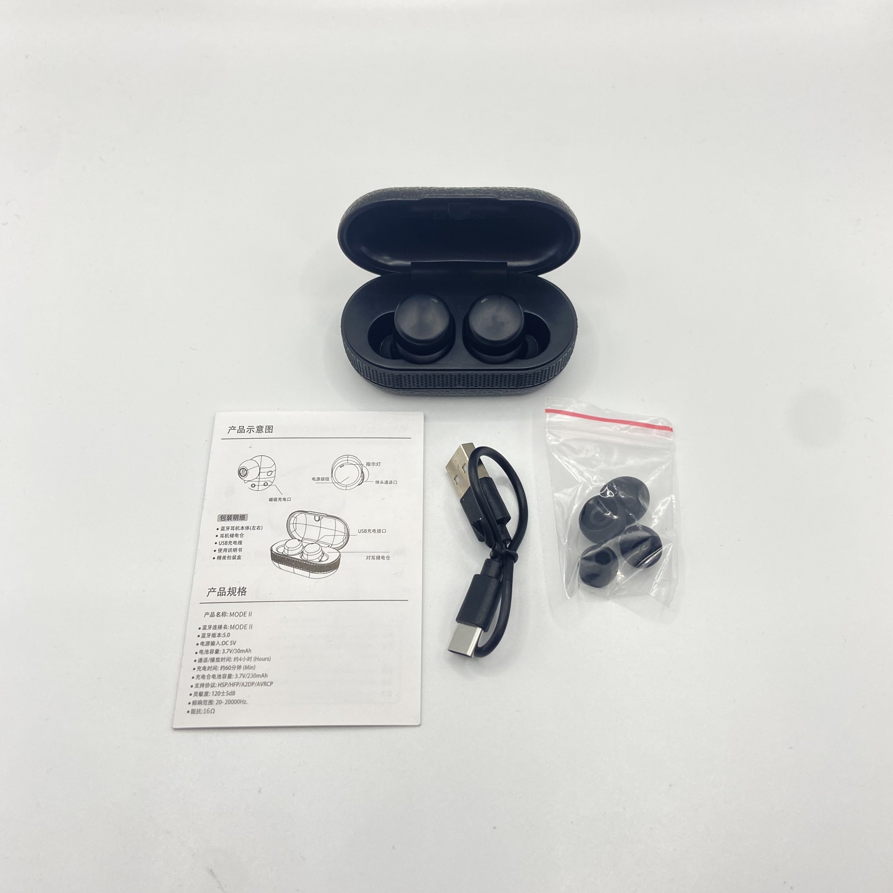 Portable Wireless Earphone Mode 2 TWS In-ear Mini EarBud BT Headphone with ANC Stereo Hearing Aid
