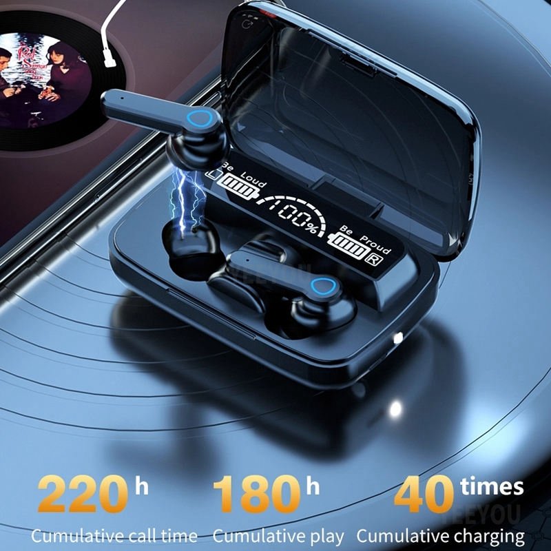New Design M19 TWS BT5.1 Earphone Stereo Waterproof m19 wireless earbuds LED screen display headphone with led lamp