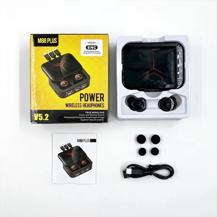 M88 pro M10 TWS earbuds with power bank noise cancelling wireless headphone long battery life deep bass digital display earphone