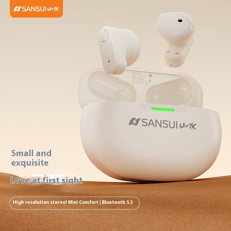 Sansui W97 TWS mini 3 grams Compact lightweight Semi in ear ENC HD handfree noise cancelling headset Wireless Bluetooth earphone