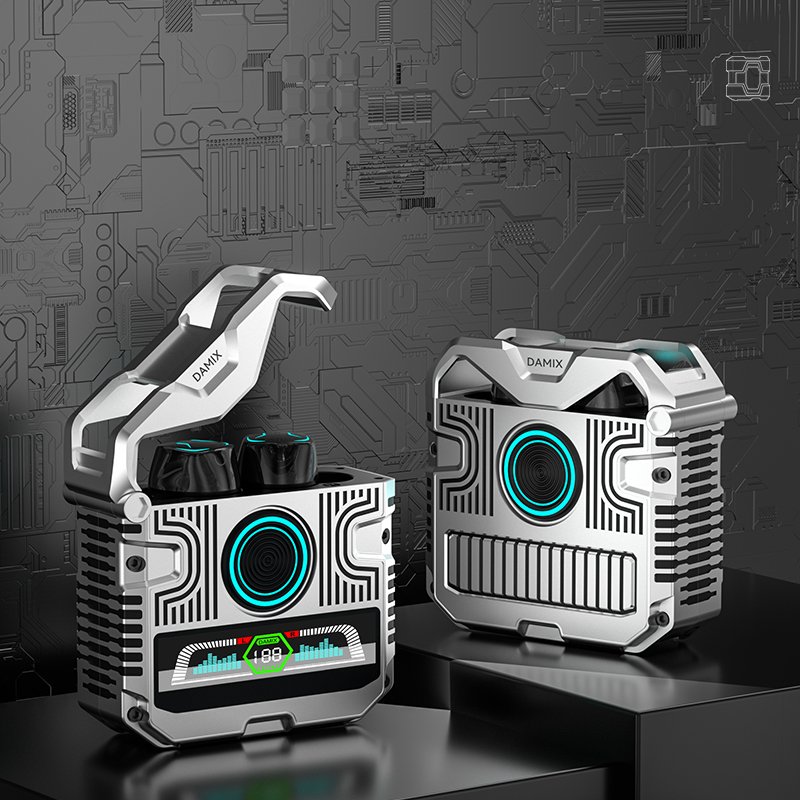 GQ-11 Colorful Breathing Light + Metal Paint Cabin Wireless In-Ear Gaming Earphones with Power Bank Function and ENC HD Call