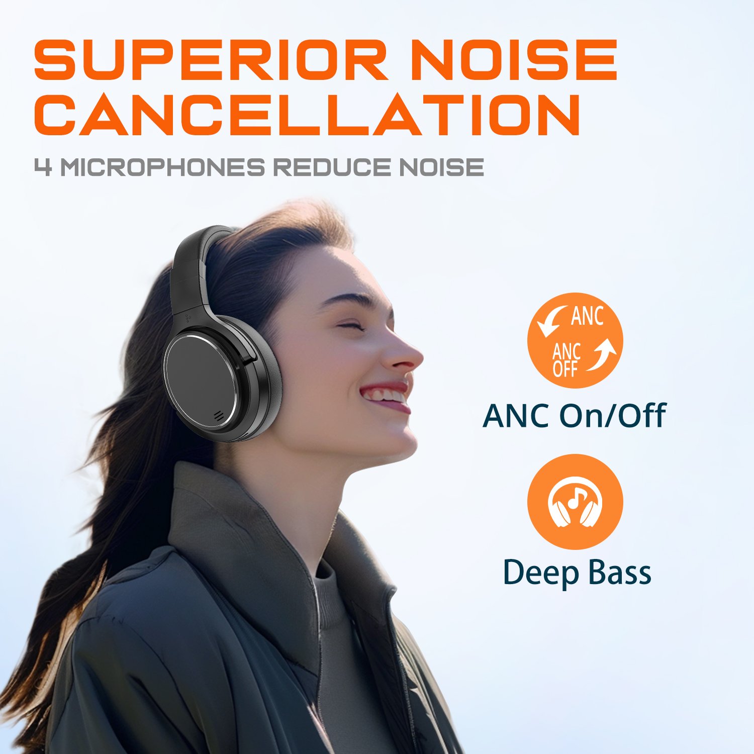 Perfect Sound Sport Gaming Foldable Over-Ear Stereo Headset Wireless Active Noise Cancelling HiFi Headphones