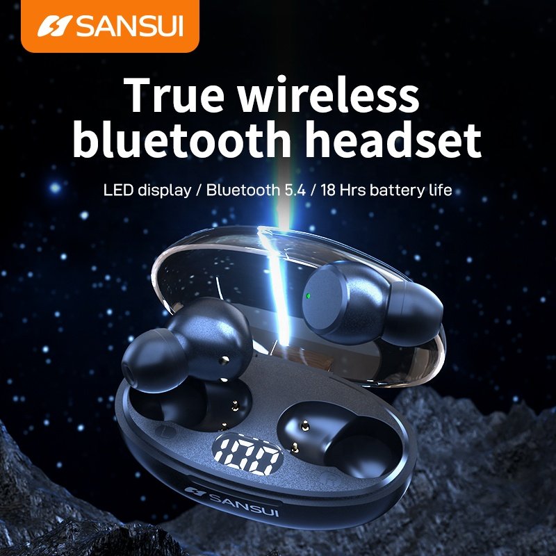 SANSUI W62 TWS Earbuds Wireless Headphone 5.4 Earphone Noise Cancelling Gaming Headset Hi-Fi Sound Music In-ear earphone