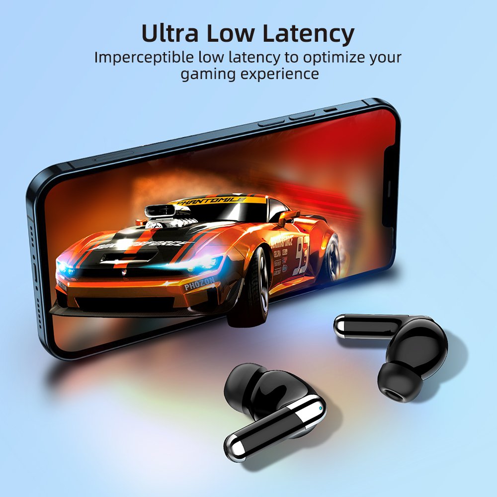 J66 Wireless V5.3 Bluetooth Earbuds ANC & ENC Environment Noise Cancelling for Gaming & Sports