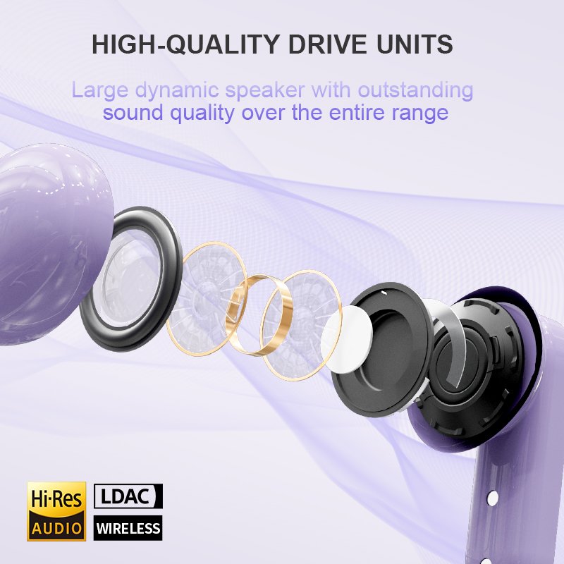 Live Beam 3 Colorful True Wireless LED Smart Touch Screen Headphones HiFi ANC Dual Noise Cancelling TWS Waterproof Earphones