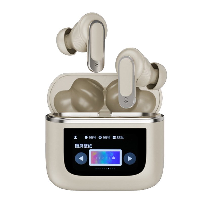 2024 New ANC Noise Cancelling TWS Earphone with LCD Touch Screen Super Clear Call Quality High End Headphone Stereo Headset