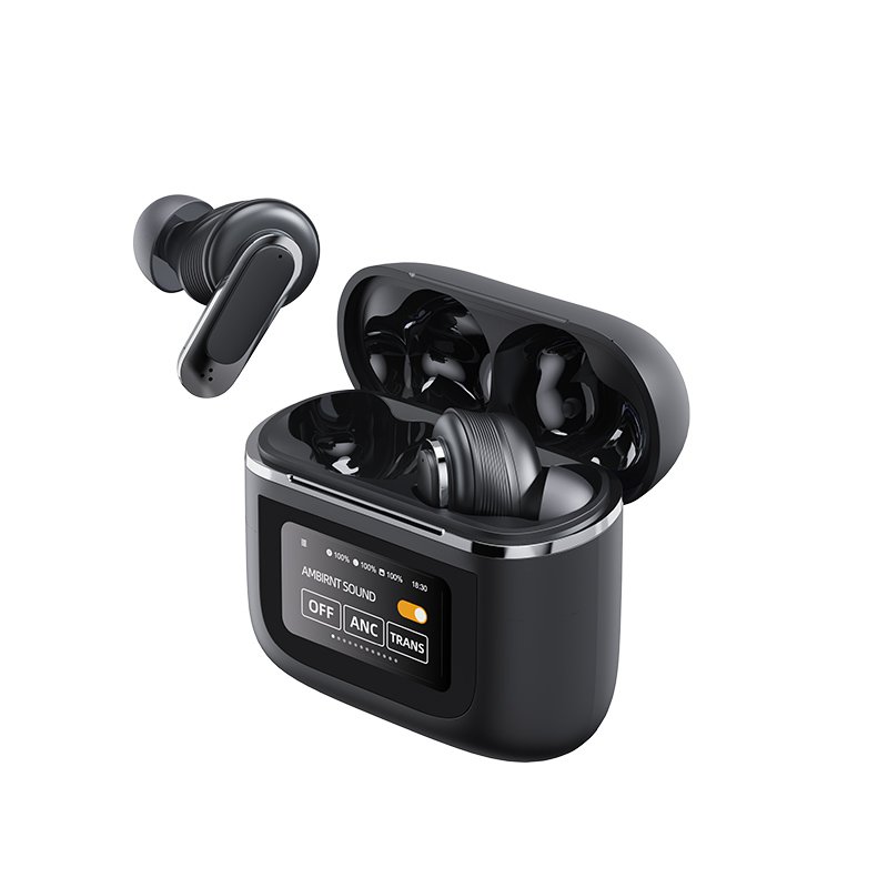 2024 New ANC Noise Cancelling TWS Earphone with LCD Touch Screen Super Clear Call Quality High End Headphone Stereo Headset