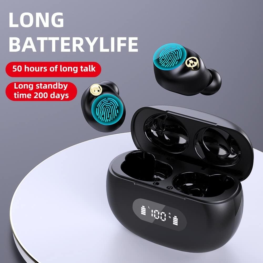 Wireless earphone earplugs TWS Bluetooth 5.2 earphones fingerprint touch sports comfort ultra long playback time IPX7