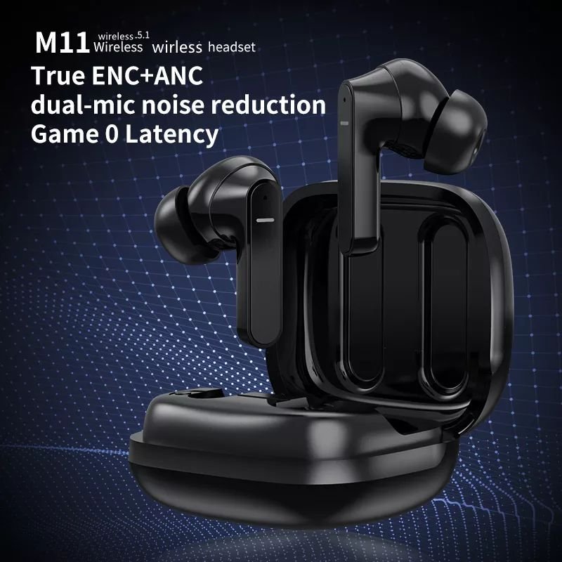 High quality TWS M11 Wireless Earphones ANC+ENC Active Noise Cancelling Sports Headphones Low Latency Gaming Headset