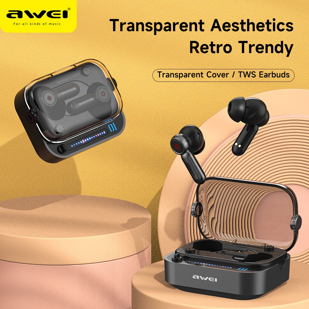 Customized TWS Earbuds Awei T58 Earphone Headphone LED Display Wireless Earphone