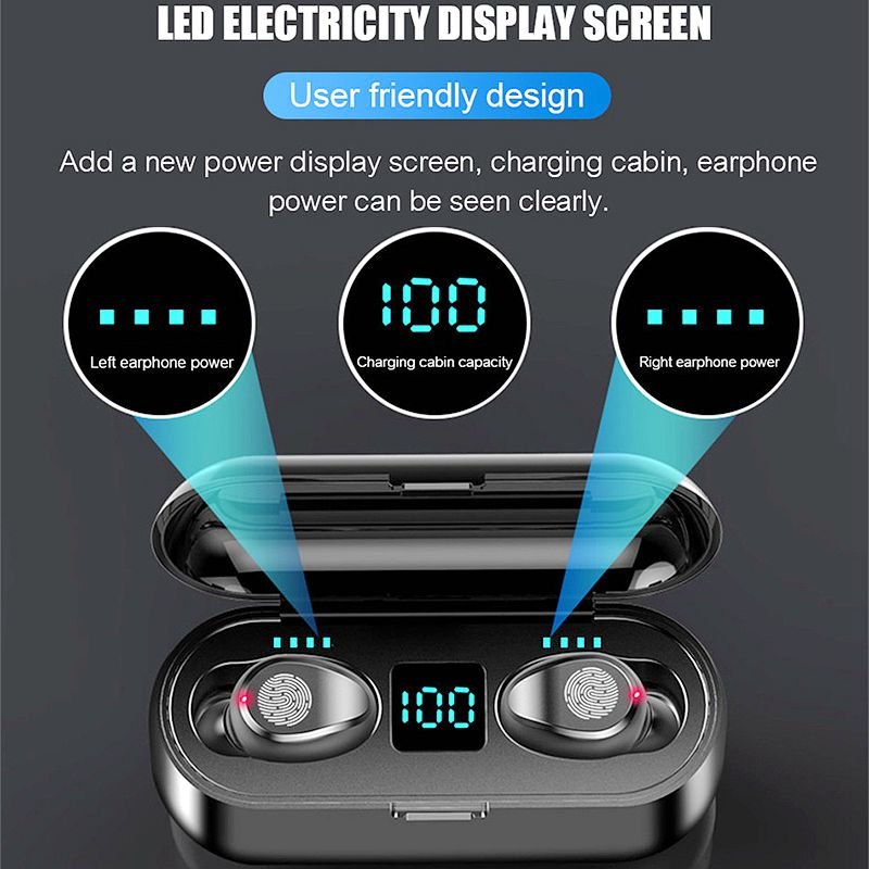 Factory Wholesale F9 IPX7 Waterproof True Wireless Earbuds Headset JL Chipset Best Consumer Electronics Earphone Headphones