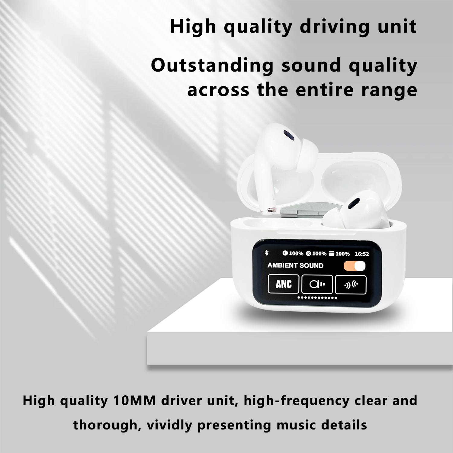 Fashion V9 pro in ear tws earbuds ANC active noise cancelling earbuds LED touch screen waterproof wireless earphone