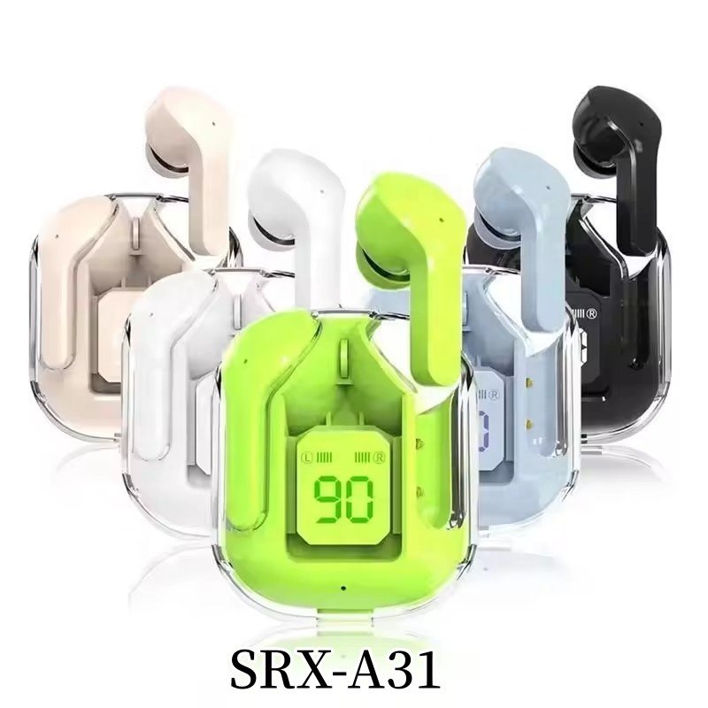 A31 Gaming Headset Waterproof Earphone True Wireless Noise Cancelling In-Ear Earbuds Transparent TWS A31