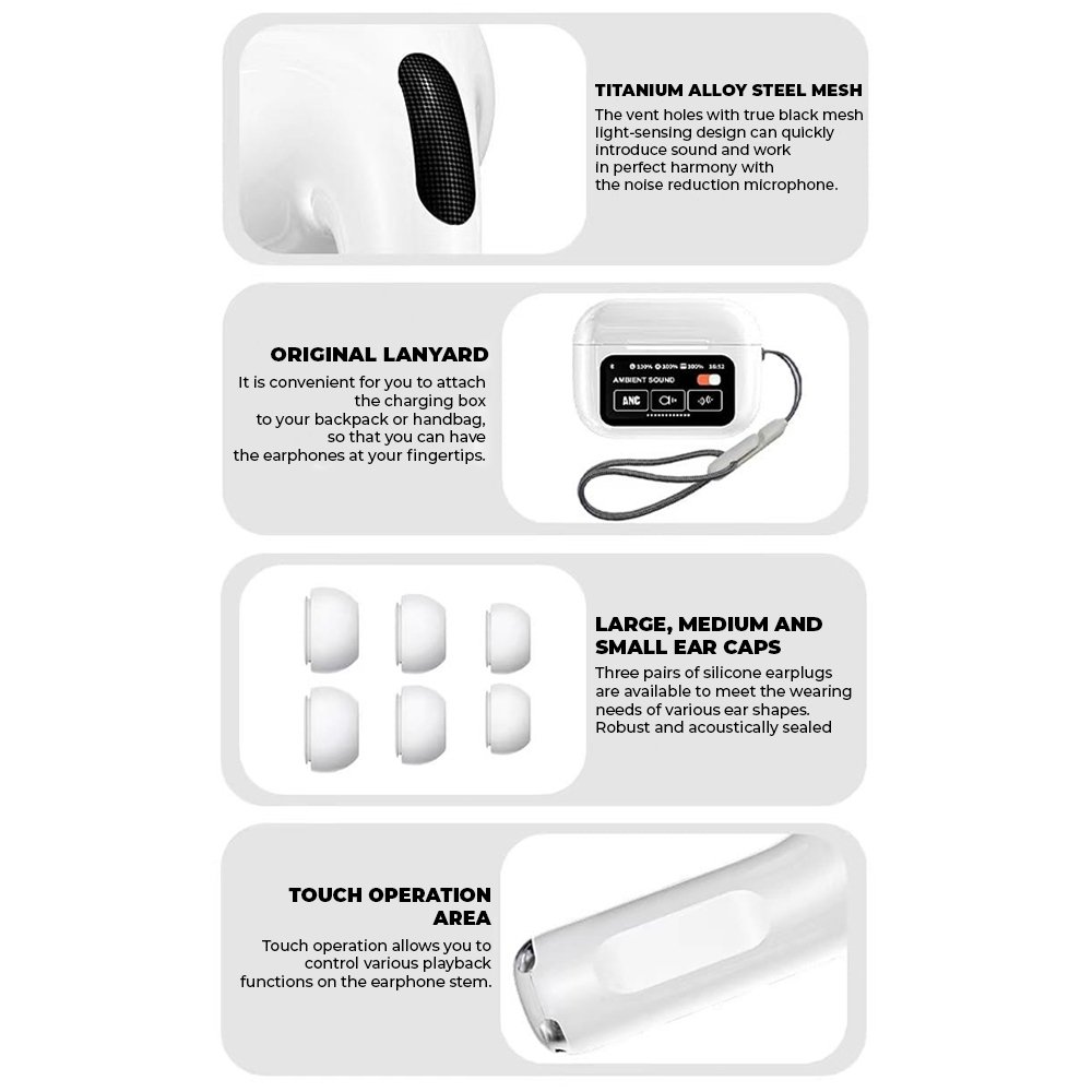 Hot sale In Ear Phones A9pro Touch Screen Wireless Earbuds LED Display ANC Tws Wireless Earphones in-ear Headphones A9 PRO BT