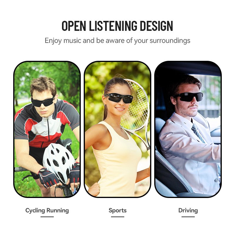 New smart glasses Polarized Wireless Sunglasses Bluetooth Headphone outdoor sports video camera music microphone for smartphones