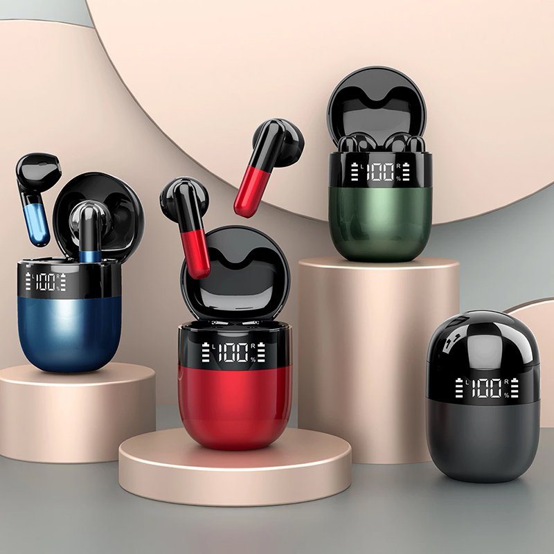 New J28 TWS Earphone Blue tooth 5.0 Fashion Wireless HIFI Earbuds Stereo With Digital Display Microphone Sports Game Headphones