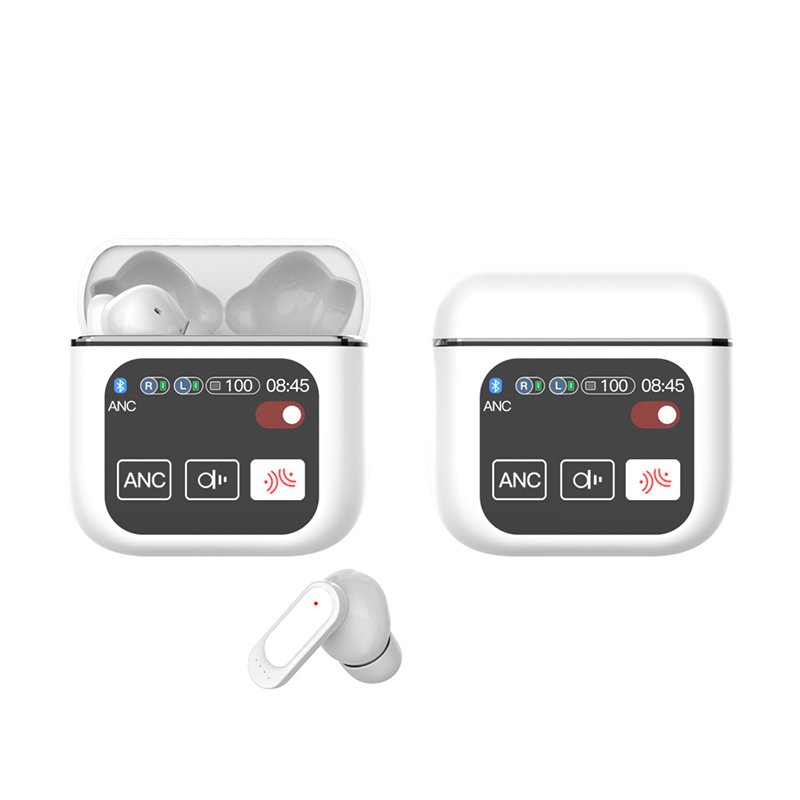 Headphones Factory Direct Sale Smart LCD touch screen gaming in-ear headphone ANC ENC noise cancelling TWS earphones