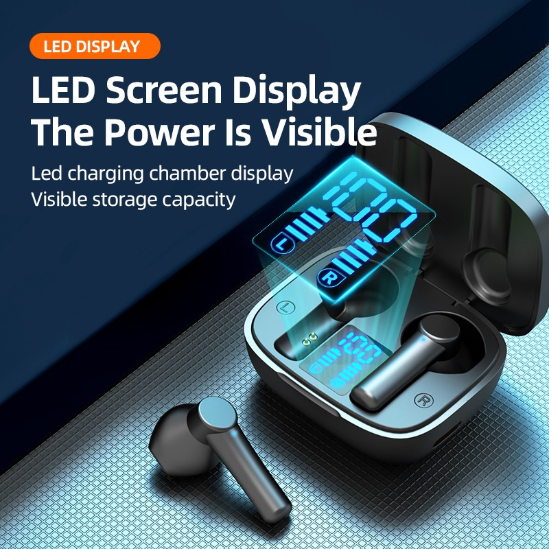 LB8 Earphones Led Display Handfree Sport Waterproof Noise Reduction Stereo Touch Control Tws Wireless Gaming Headset