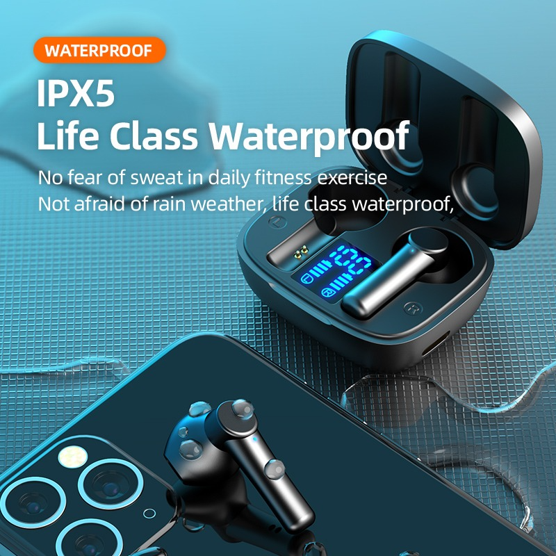 LB8 Earphones Led Display Handfree Sport Waterproof Noise Reduction Stereo Touch Control Tws Wireless Gaming Headset
