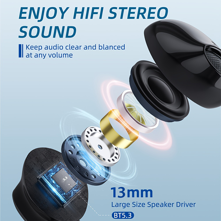 Noise Cancelling Long Endurance Earphone HD Stereo Wireless Earbuds In-Ear Headphone Display LCD Touch Smart Screen Earphones