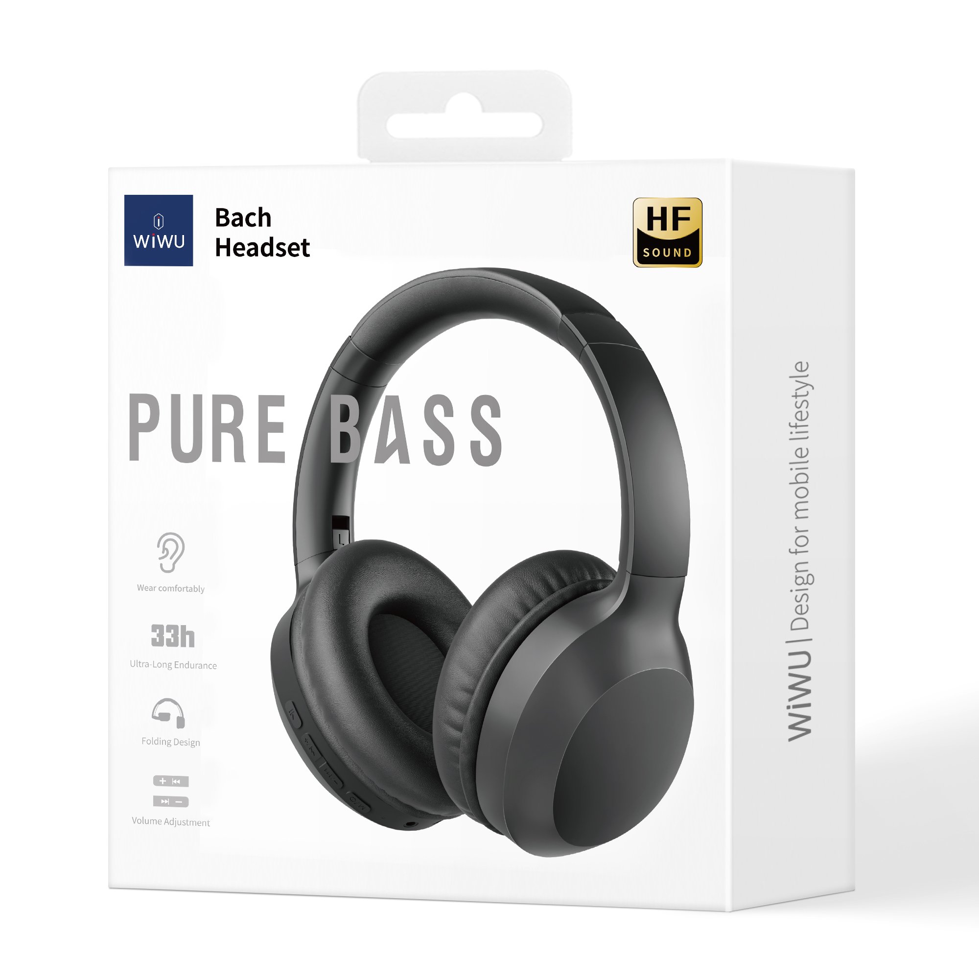 WiWU ANC Pure Bass Audio Bt Headphone Over-ear Active noise cancelling Wireless Headphone With Microphone