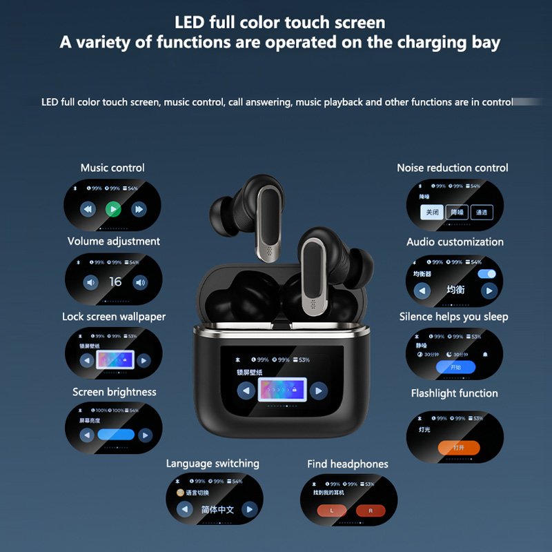 Free fast shipping Air Pro 2 Best quality Air 3 Gen 2nd Earbuds Noise Canceling with led touch control V8 with lcd touchscreen