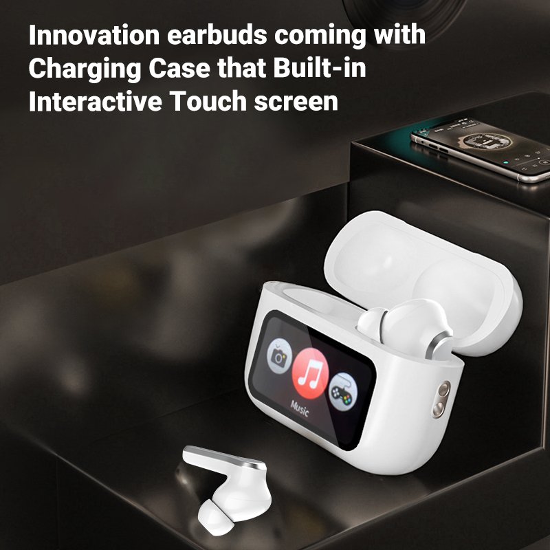 Wireless Earphone Charging Case with LED Touch Screen ANC Noise Reduction 3D Surround Sound Headphones TWS Bluetooth Earphones