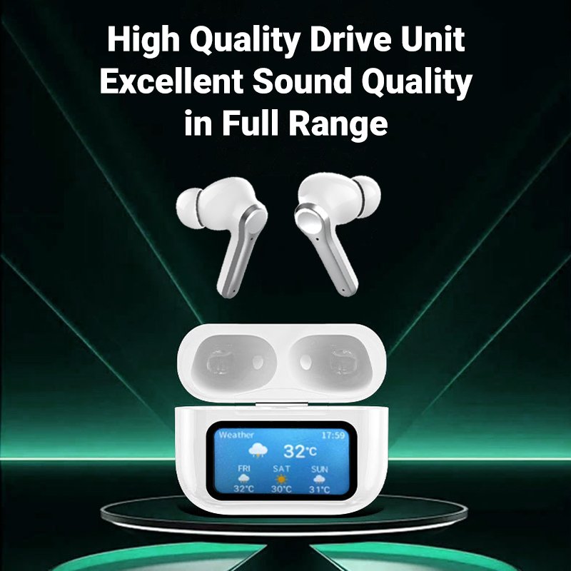 Wireless Earphone Charging Case with LED Touch Screen ANC Noise Reduction 3D Surround Sound Headphones TWS Bluetooth Earphones